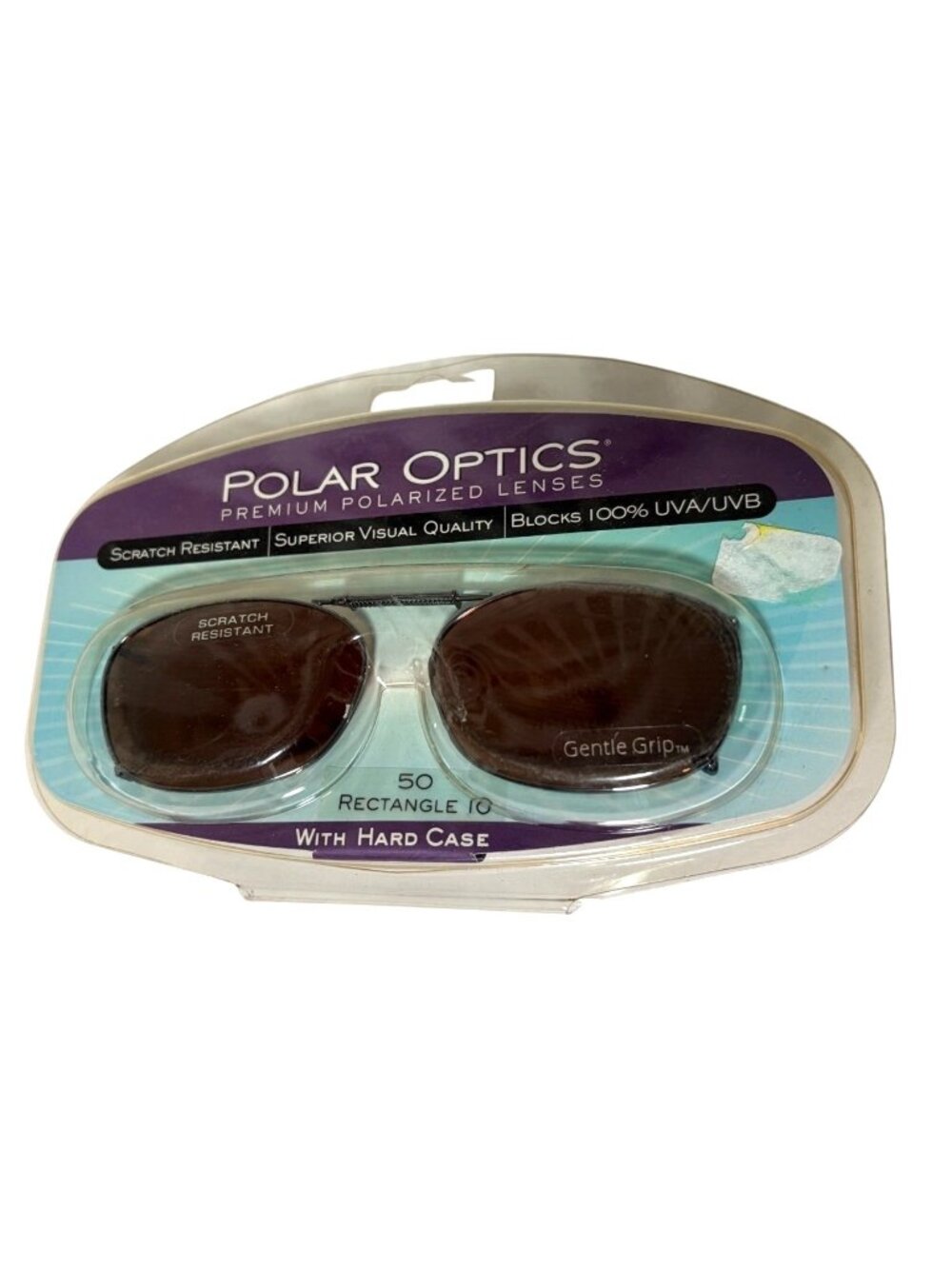 New Polar Optics Rectangle 50 with Hard Case Premium Polarized lenses clipons